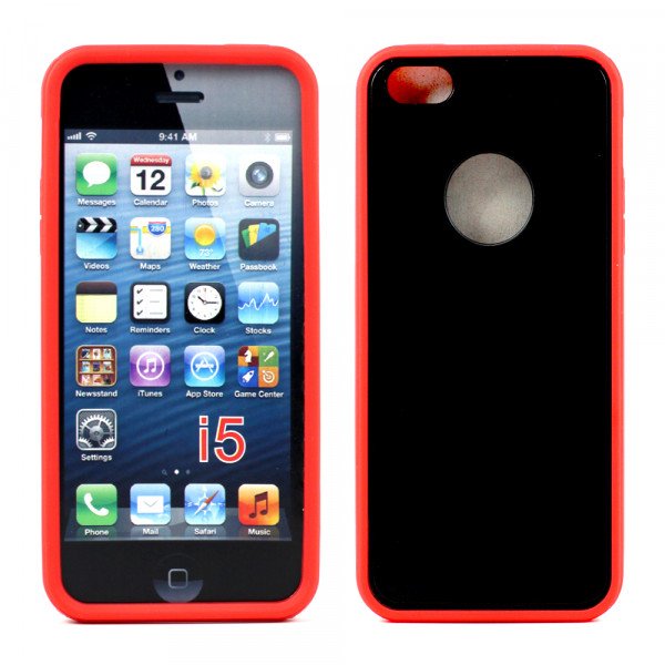 Wholesale iPhone 5 5S Gummy Hybrid Case (Red Black)